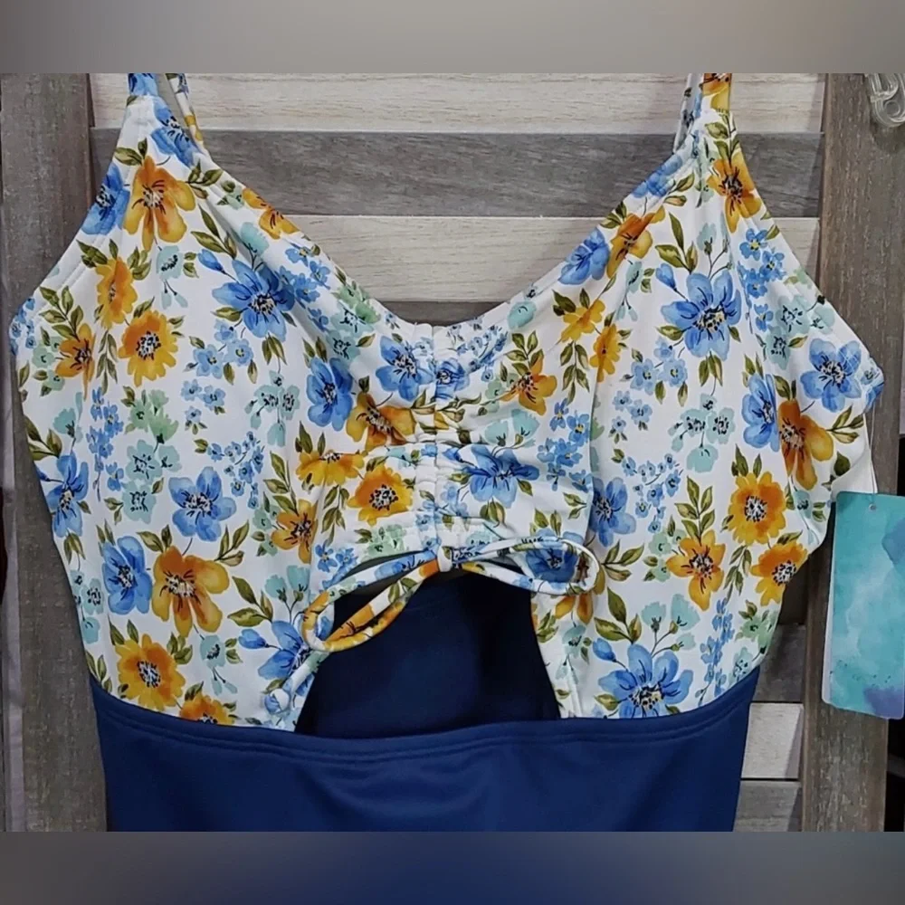 Women's Slimming Control V-Neck Cinched Cut Out One Piece Swimsuit | Beach Betty - Picture 2 of 3